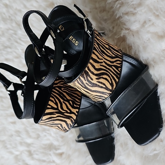 Express Animal Print Strappy Open Toe Heels - Size 7.5 - Picture 1 of 13
